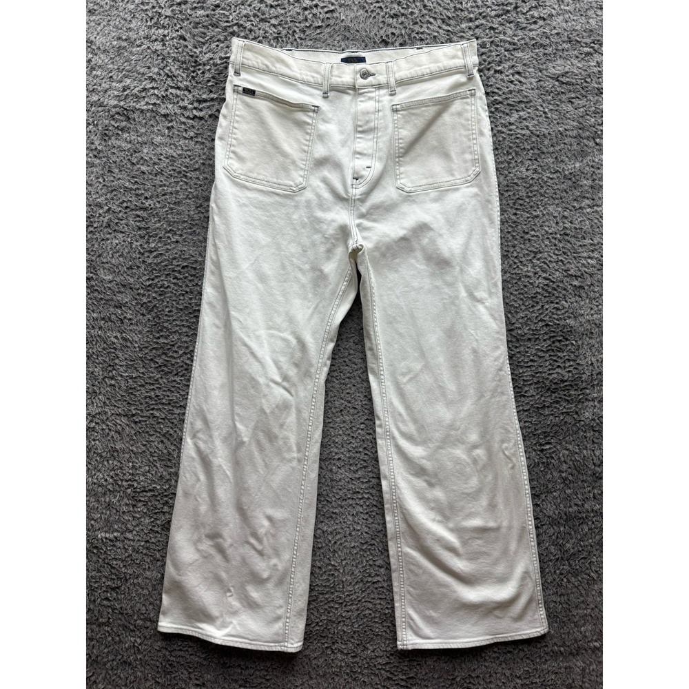 Polo Ralph Lauren High Rise Wide Leg Denim Jeans White Womens Size 32R